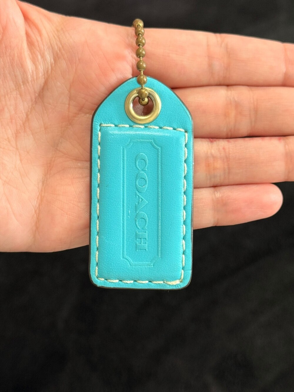 2.5" Y2K Coach Leather Key Fob Keychain Hang Tag Hangtag